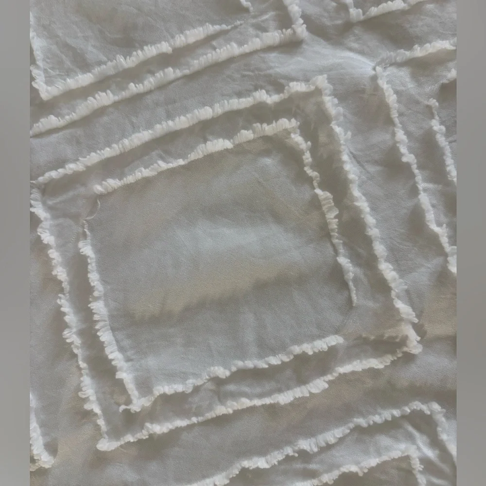 🍃🦋 Chenille White Diamond Shower Curtain - Classic Bath Style